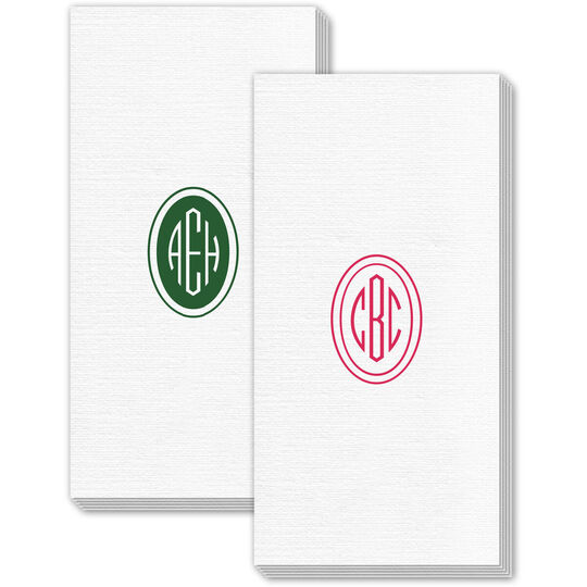 Outlined Shaped Oval Monogram Deville Guest Towels